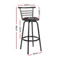 Set of 2 Voula PU Leather Bar Stools - Black & Steel
