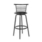Set of 2 Voula PU Leather Bar Stools - Black & Steel