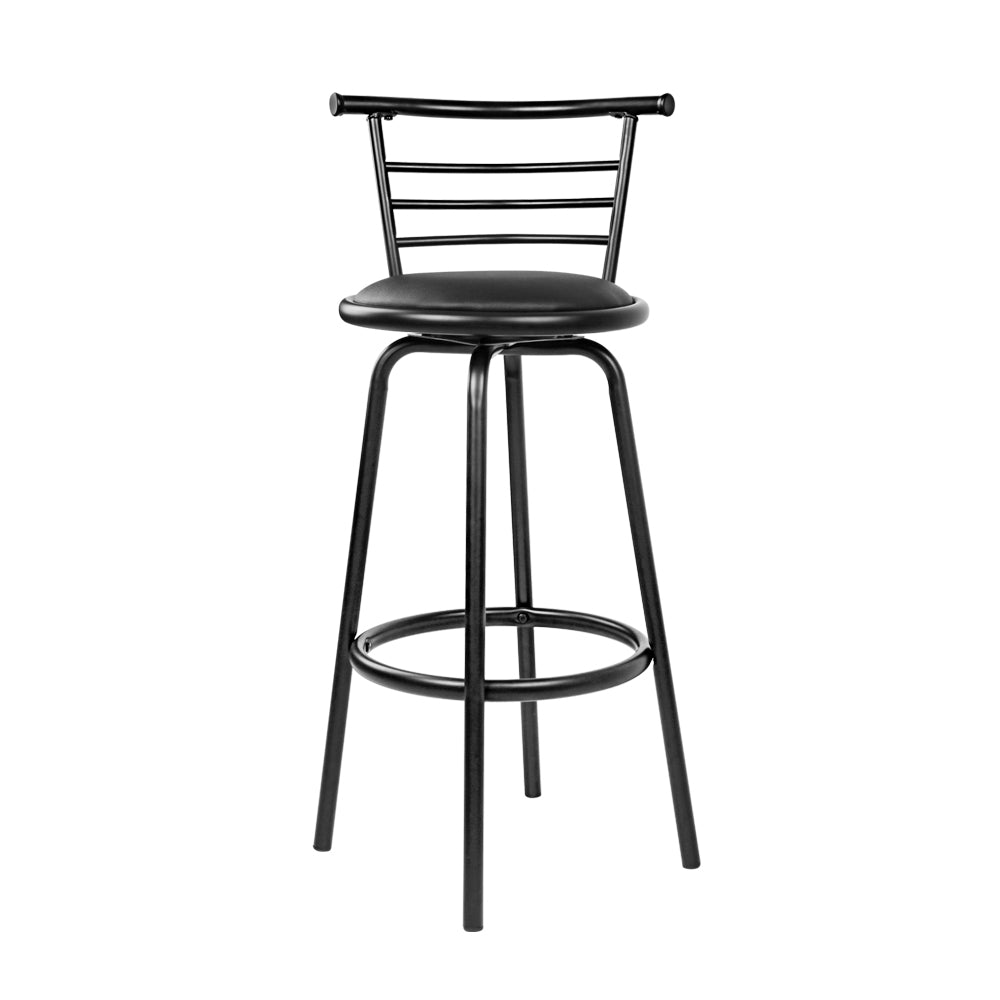 Set of 2 Voula PU Leather Bar Stools - Black & Steel