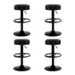 Set of 4 Kozani Bar Stools Leather Padded Gas Lift - Black
