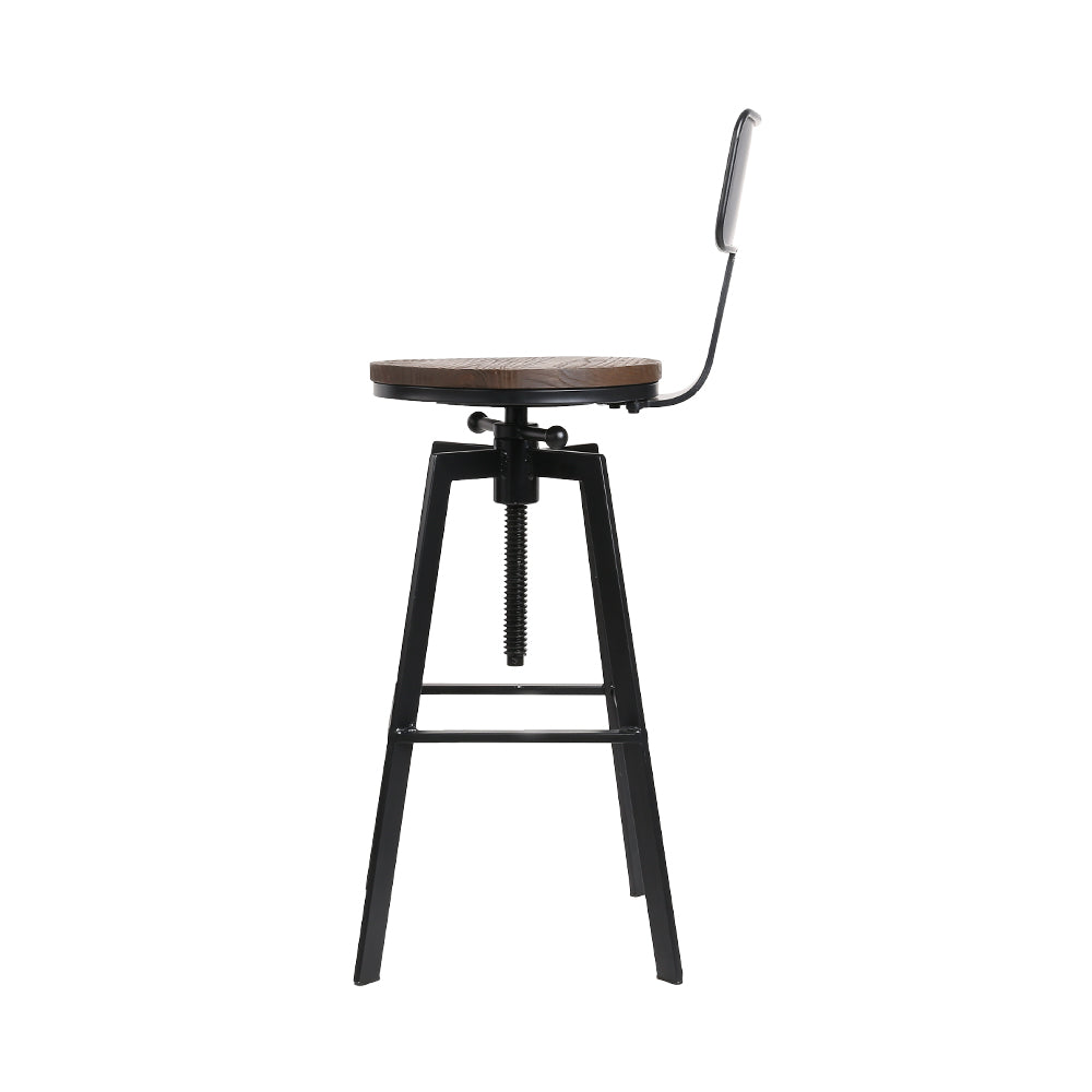 79.5cm Perugia Rustic Industrial Style Metal Bar Stool - Black & Wood