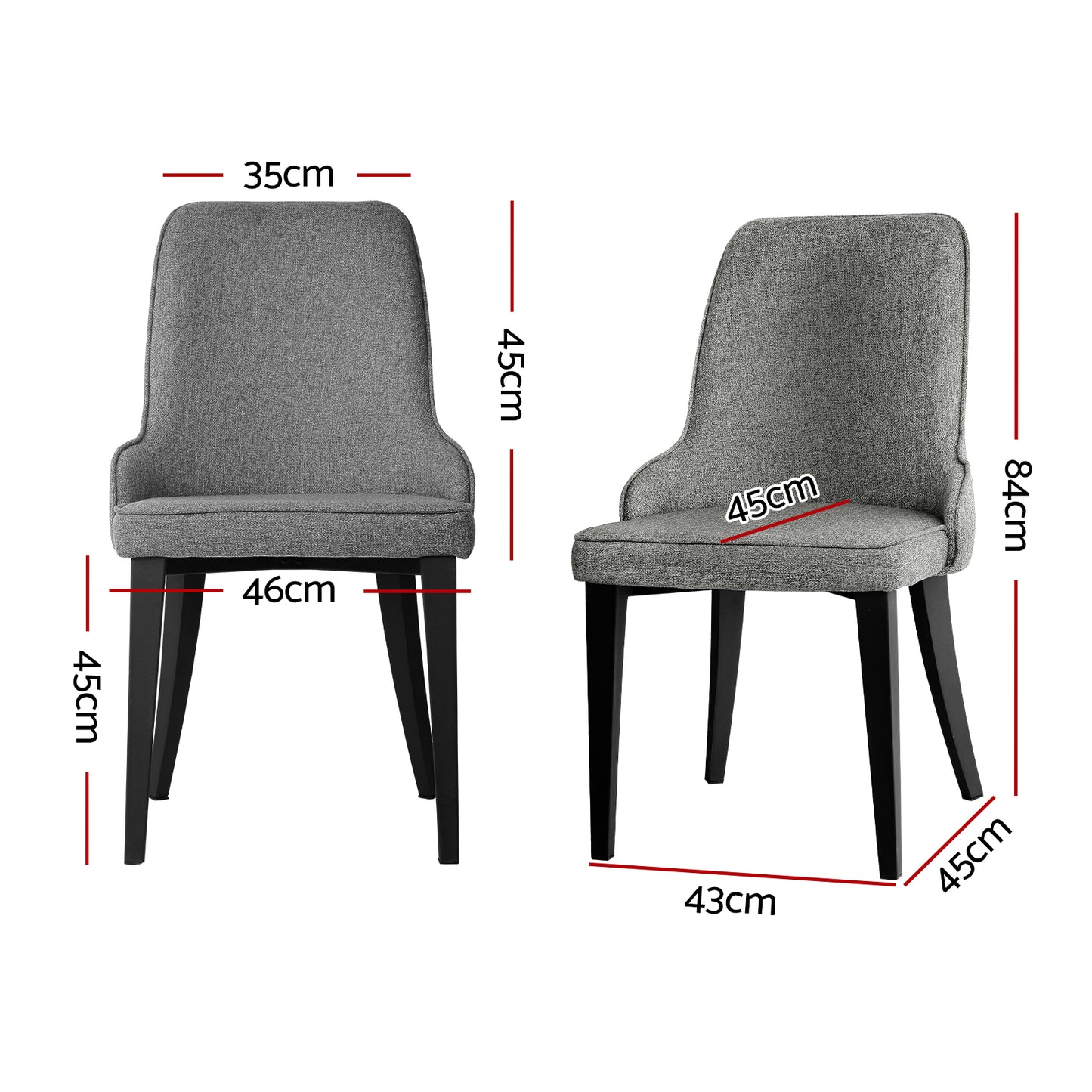 Kimber Set of 4 Dining Chairs Linen Fabric - Grey