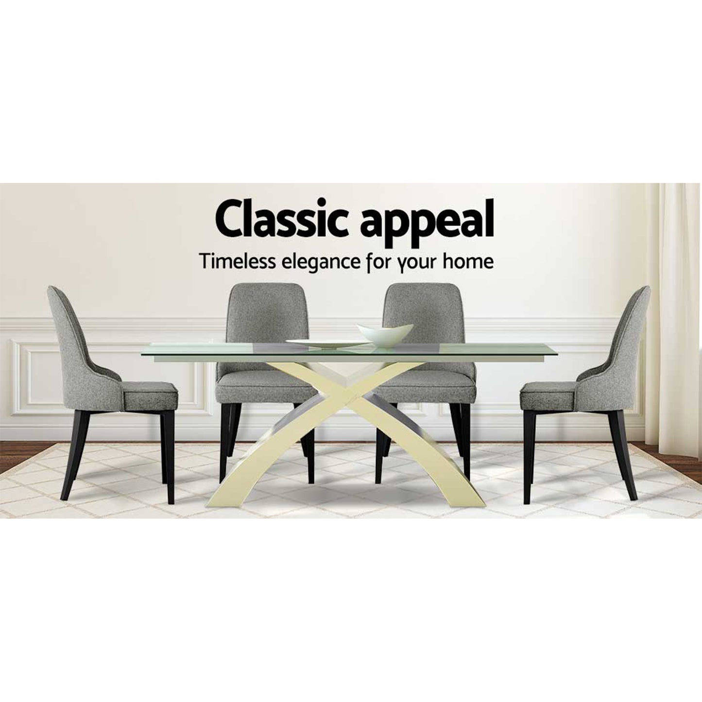 Kimber Set of 4 Dining Chairs Linen Fabric - Grey