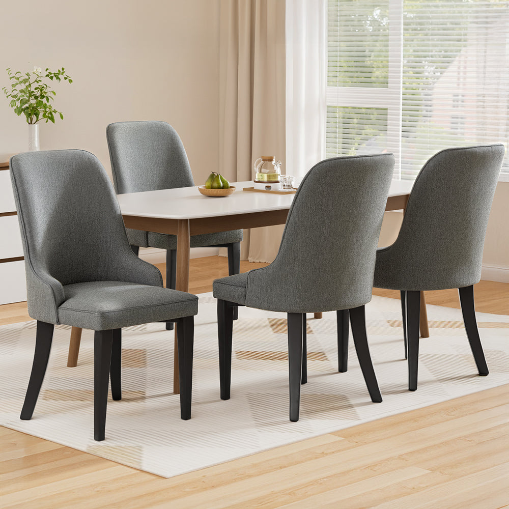 Kimber Set of 4 Dining Chairs Linen Fabric - Grey