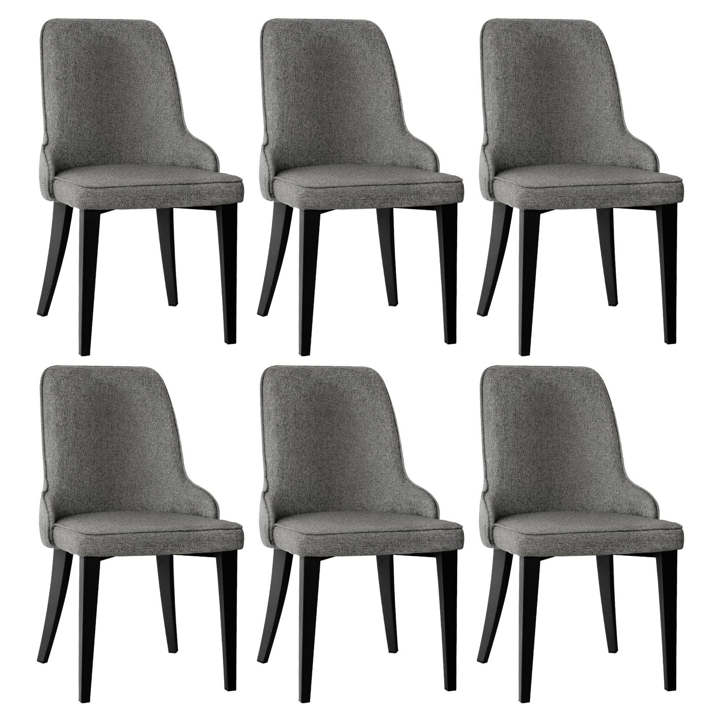 Kimber Set of 6 Dining Chairs Linen Fabric - Grey
