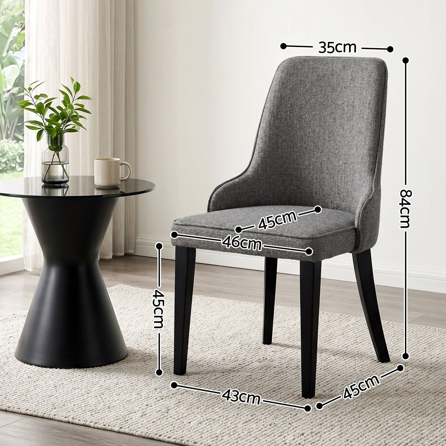 Kimber Set of 6 Dining Chairs Linen Fabric - Grey