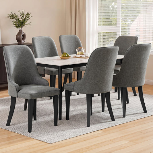 Kimber Set of 6 Dining Chairs Linen Fabric - Grey