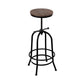 90cm Lamia Bar Stool Industrial Round Seat Wood Metal - Black & Brown