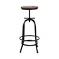 90cm Lamia Bar Stool Industrial Round Seat Wood Metal - Black & Brown