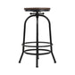 90cm Lamia Bar Stool Industrial Round Seat Wood Metal - Black & Brown