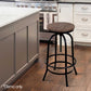 90cm Lamia Bar Stool Industrial Round Seat Wood Metal - Black & Brown
