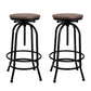 Set of 2 Lamia Bar Stool Industrial Round Seat Wood Metal - Black & Brown