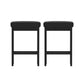Set of 2 Dukhan Metal Bar Stools PU Seat Dining Counter Chairs - Black