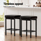 Set of 2 Dukhan Metal Bar Stools PU Seat Dining Counter Chairs - Black