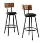 Set of 2 Kiffa Industrial Bar Stools Upholstered Counter Chairs Steel Frame Anti-Scratch - Walnut