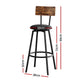 Set of 2 Kiffa Industrial Bar Stools Upholstered Counter Chairs Steel Frame Anti-Scratch - Walnut