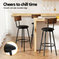 Set of 2 Kiffa Industrial Bar Stools Upholstered Counter Chairs Steel Frame Anti-Scratch - Walnut