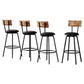 Set of 4 Kiffa Industrial Bar Stools Upholstered Counter Chairs Steel Frame Anti-Scratch - Walnut