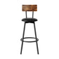 Set of 4 Kiffa Industrial Bar Stools Upholstered Counter Chairs Steel Frame Anti-Scratch - Walnut