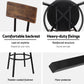 Set of 4 Kiffa Industrial Bar Stools Upholstered Counter Chairs Steel Frame Anti-Scratch - Walnut