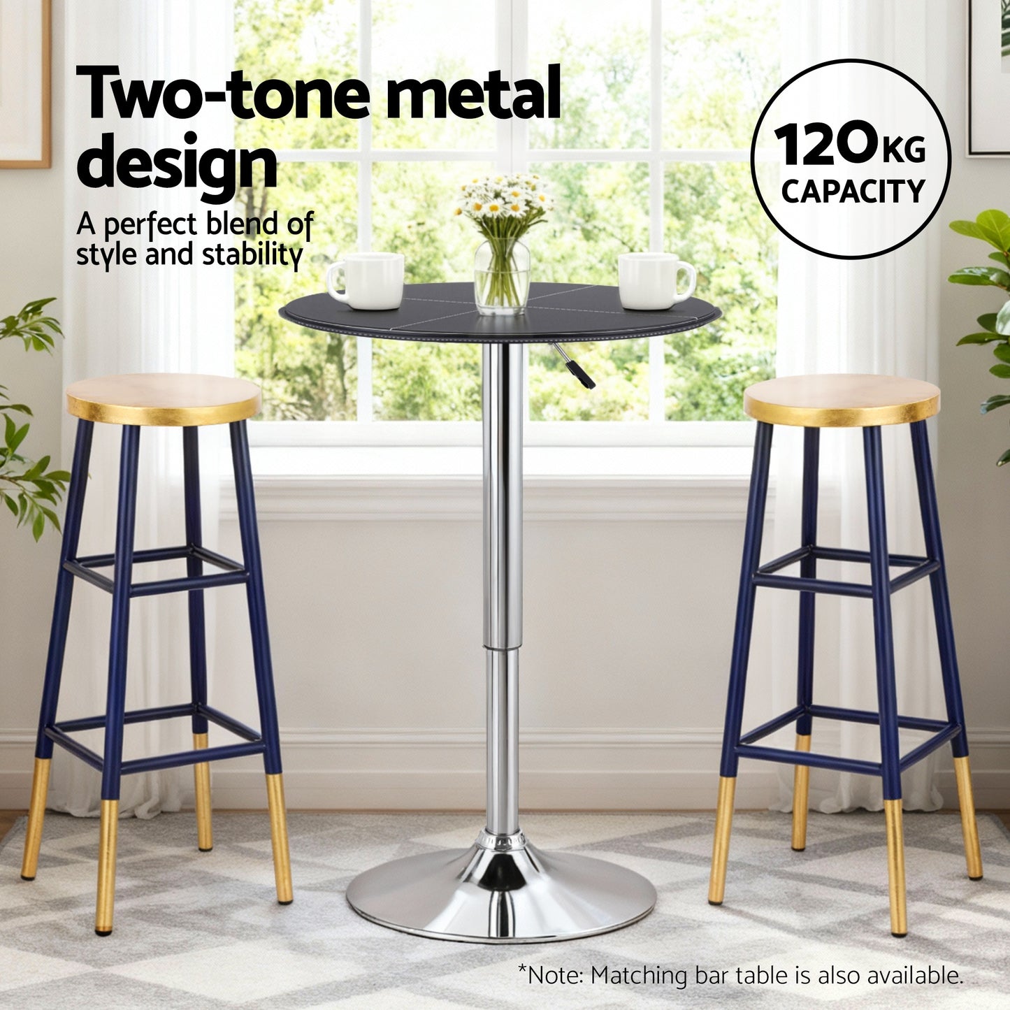 Lienz Bar Stools Metal - Gold Navy