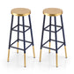 Set of 2 Lienz Bar Stools Metal - Gold Navy