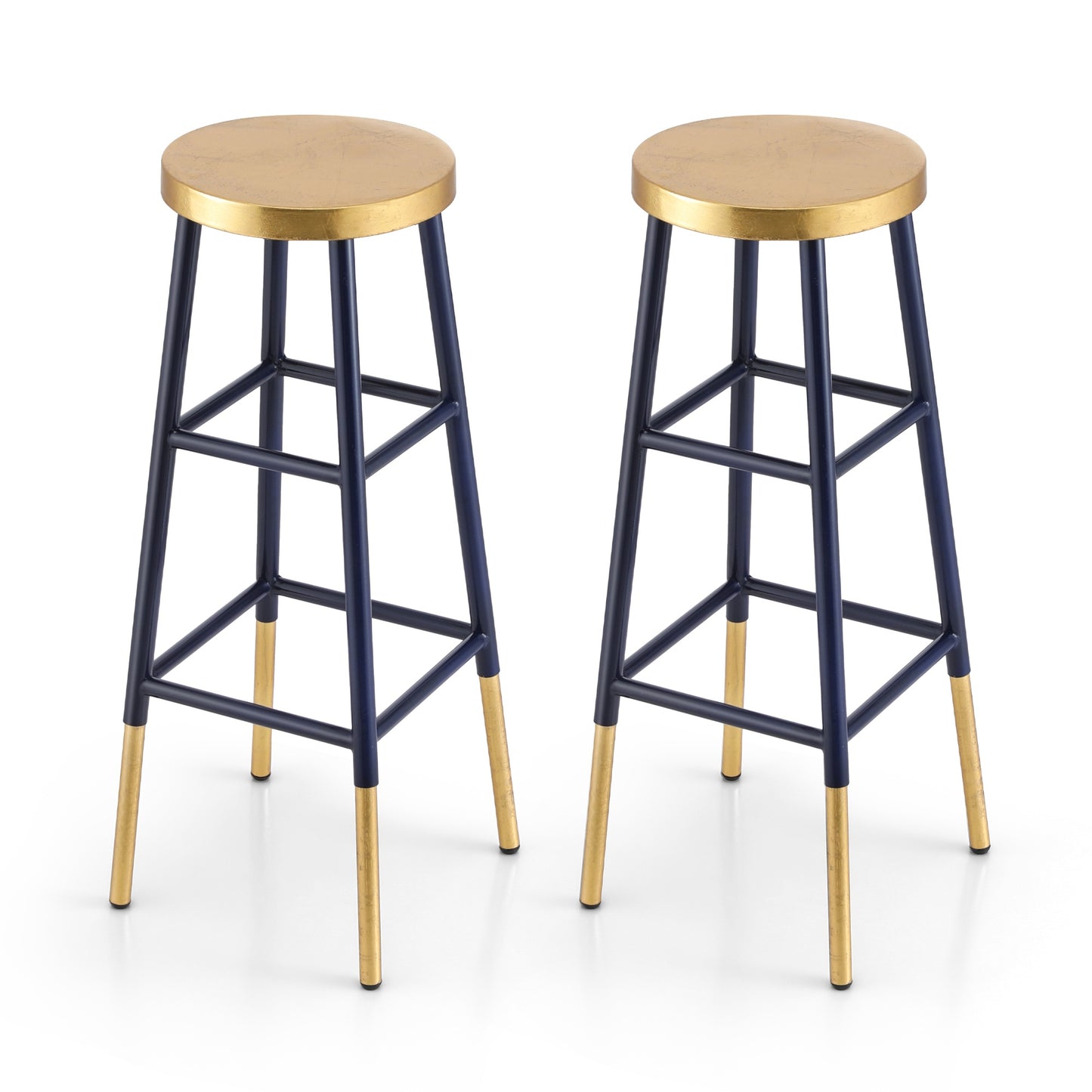 Set of 2 Lienz Bar Stools Metal - Gold Navy