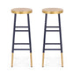 Set of 2 Lienz Bar Stools Metal - Gold Navy