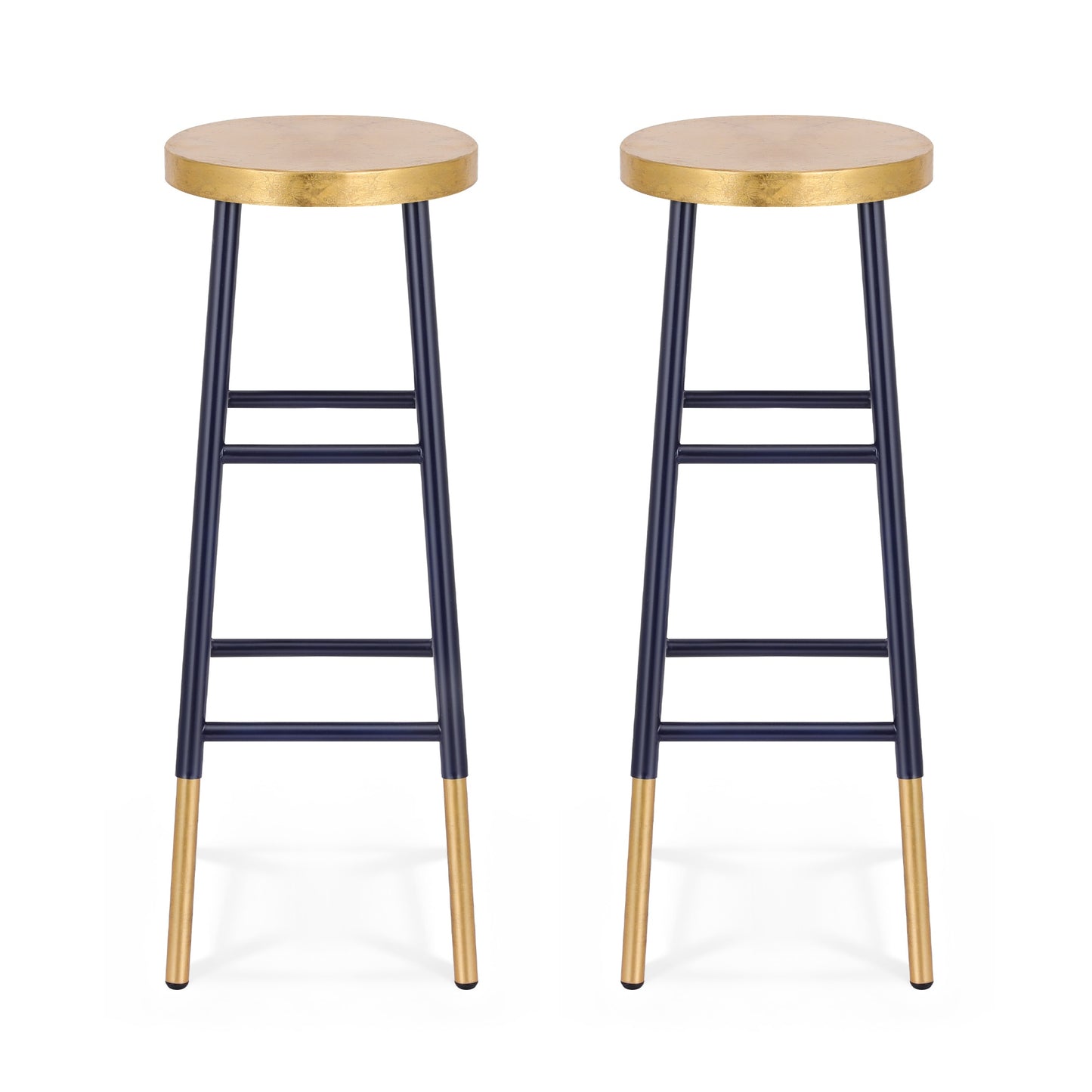 Set of 2 Lienz Bar Stools Metal - Gold Navy