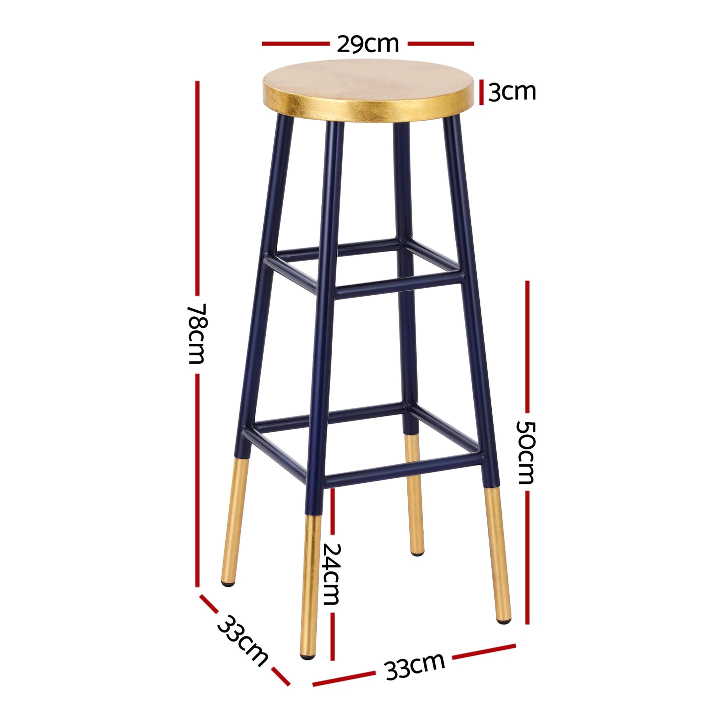 Set of 4 Lienz Bar Stools Metal - Gold Navy