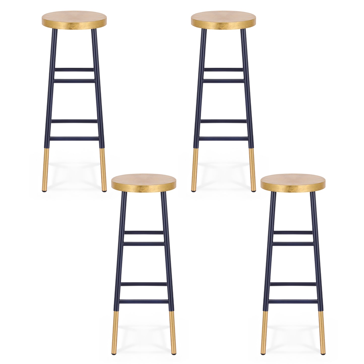 Set of 4 Lienz Bar Stools Metal - Gold Navy