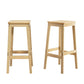 Set of 2 Brussels Bar Stools Rubber Wood Stool Counter Chair Rattan Barstools Kitchen - Natural Wood