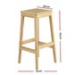 Set of 2 Brussels Bar Stools Rubber Wood Stool Counter Chair Rattan Barstools Kitchen - Natural Wood