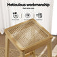 Set of 2 Brussels Bar Stools Rubber Wood Stool Counter Chair Rattan Barstools Kitchen - Natural Wood
