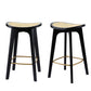 Set of 2 Lisbon Bar Stools Rattan Counter Kitchen Dinning Chair Bamboo Saddle - Black