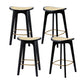 Set of 4 Lisbon Bar Stools Rattan Counter Kitchen Dinning Chair Bamboo Saddle - Black