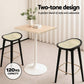 Set of 4 Lisbon Bar Stools Rattan Counter Kitchen Dinning Chair Bamboo Saddle - Black