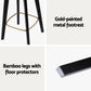 Set of 4 Lisbon Bar Stools Rattan Counter Kitchen Dinning Chair Bamboo Saddle - Black