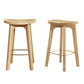 Set of 2 Lisbon Bar Stools Bamboo Rattan Stool Counter Chair Kitchen Barstools - Natural Wood