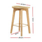 Set of 2 Lisbon Bar Stools Bamboo Rattan Stool Counter Chair Kitchen Barstools - Natural Wood