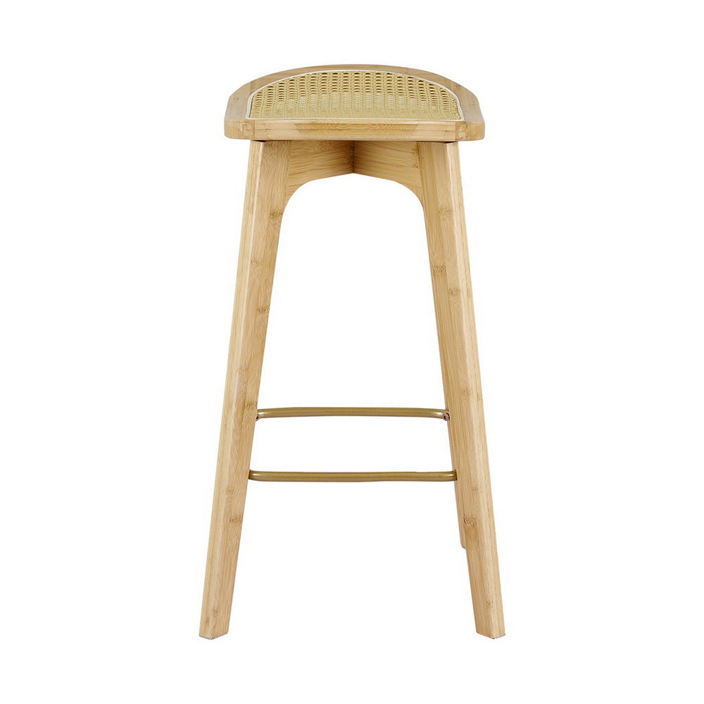 Set of 4 Lisbon Bar Stools Bamboo Rattan Stool Counter Chair Kitchen Barstools - Natural