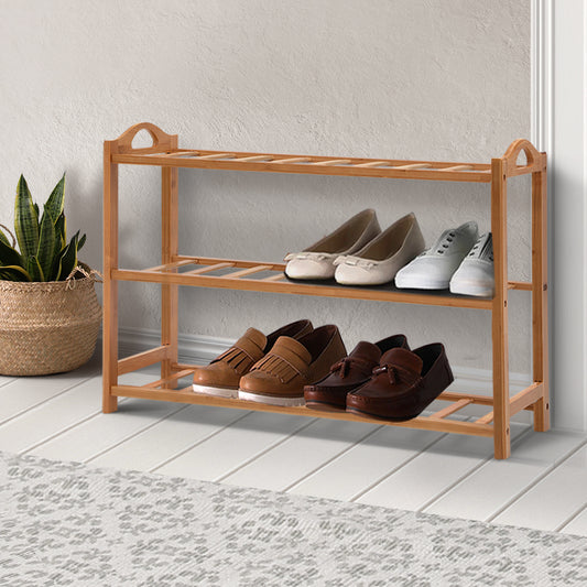 3 Tiers Bamboo Shoe Rack Storage Organiser Wooden Shelf Stand Shelves