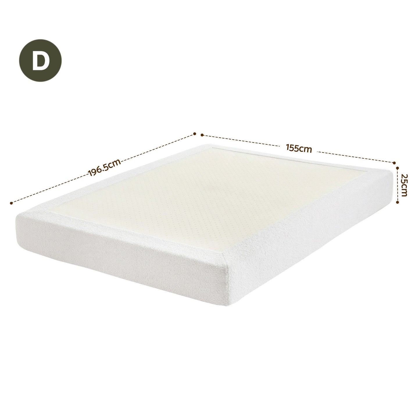 Aurex Compression Bed Frame Vacuum High Density Sponge Boucle - White Double