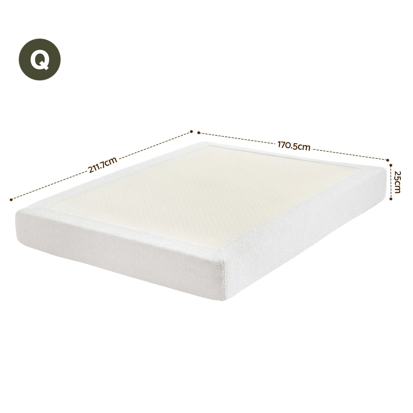 Aurex Compression Bed Frame Vacuum High Density Sponge Boucle - White Queen