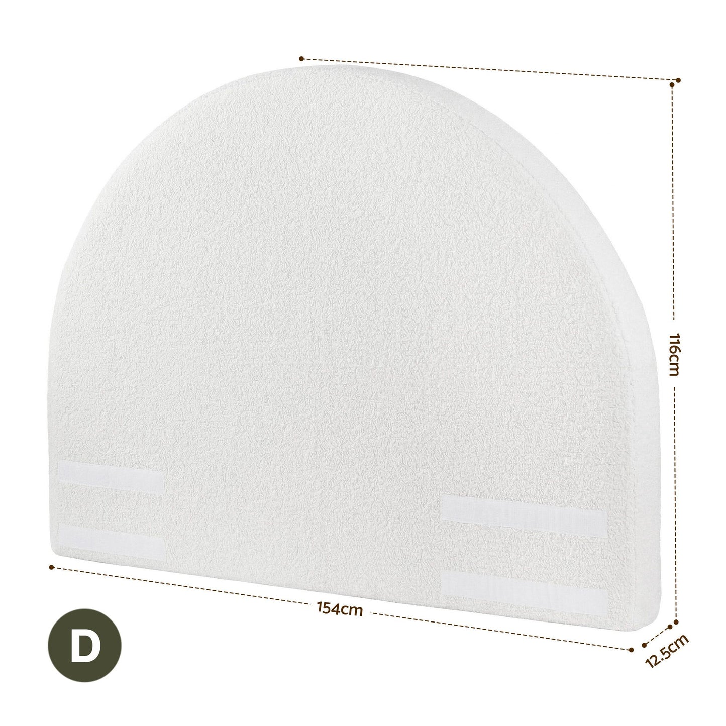 Headboard Boucle Fabric Vacuum Compressed 154cm Wide - White Double