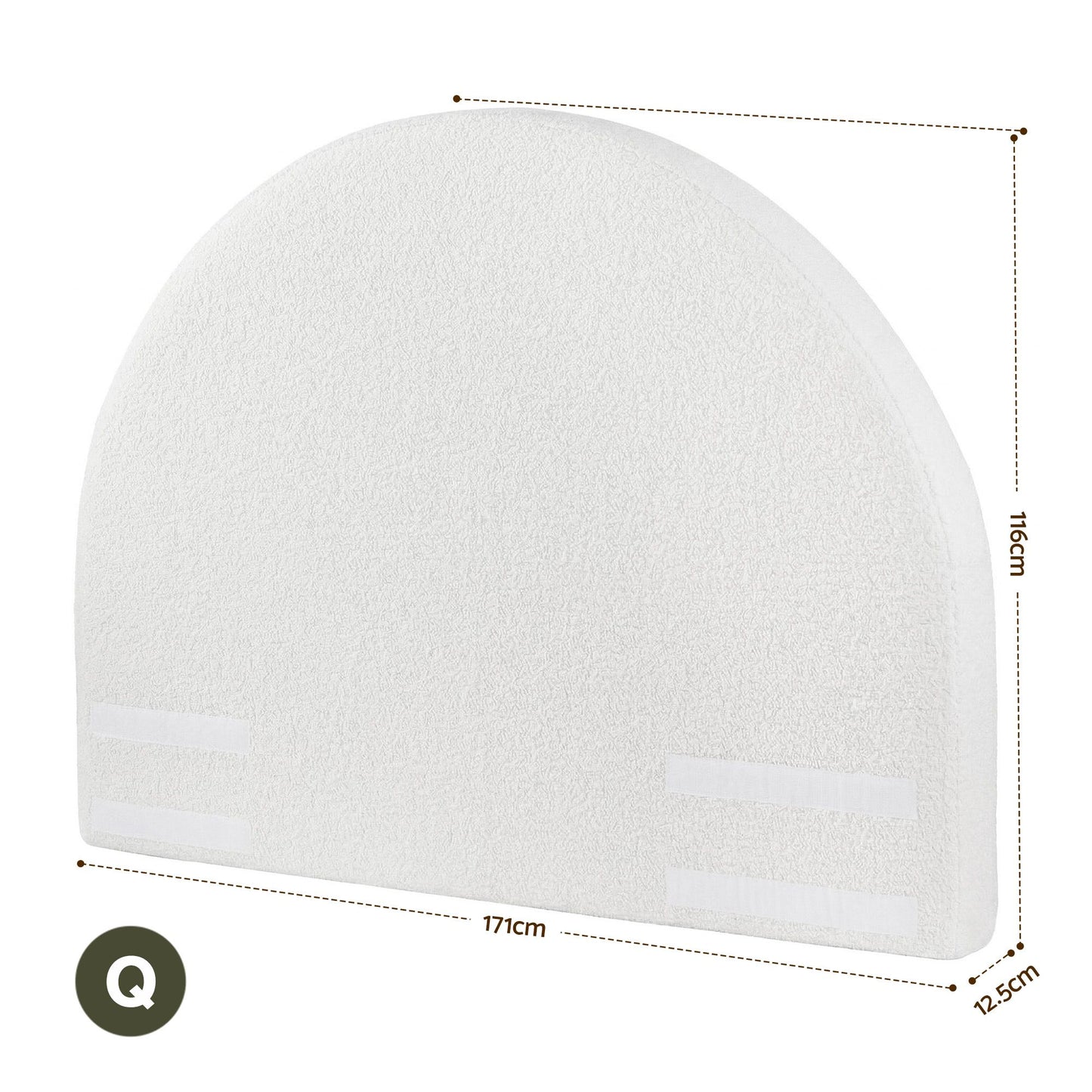 Headboard Boucle Fabric Vacuum Compressed 171cm Wide - White Queen