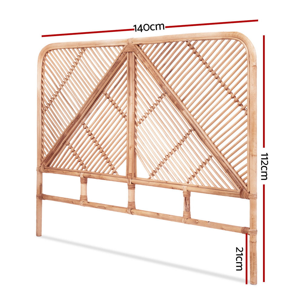 Bed Headboard Bedhead Rattan - Pine Double