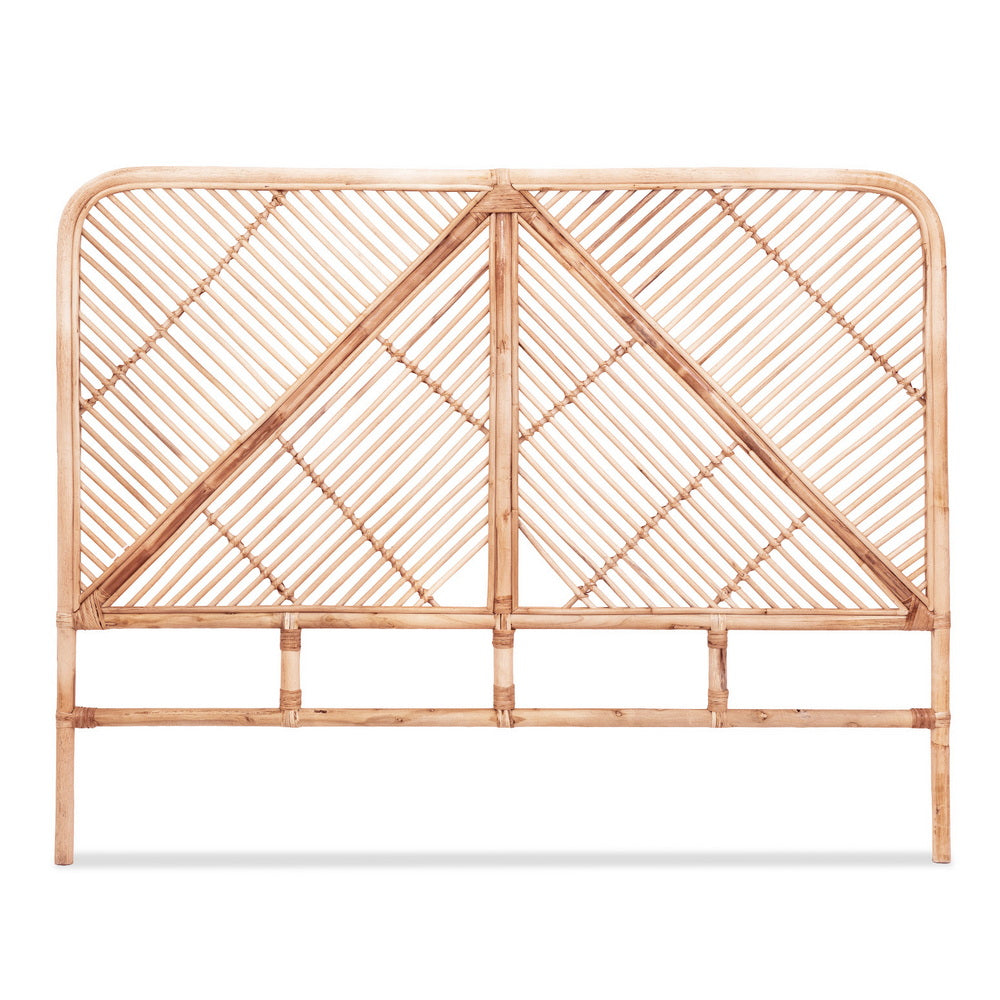 Bed Headboard Bedhead Rattan - Pine Double