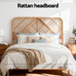 Bed Headboard Bedhead Rattan - Pine Double