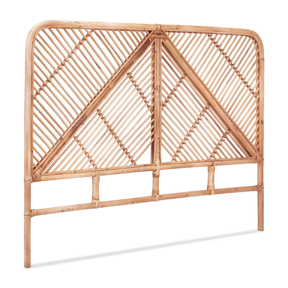 Bamboo headboard with geometric pattern on a white background